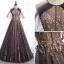 Charming Black Gold Glitter Prom Dresses 2020 A-Line / Princess Scoop Neck Beading Crystal Sequins Sleeveless Backless Floor-Length / Long Formal Dresses