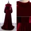 Élégant Bordeaux Robe De Soirée 2020 Princesse Daim Col Haut Manches Longues Dos Nu Noeud Train De Balayage Robe De Ceremonie