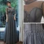 Charmant Gris Robe De Soirée 2020 Princesse Glitter Tulle Col Haut Perlage Faux Diamant 1/2 Manches Dos Nu Longue Robe De Ceremonie