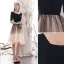 Fashion Gradient-Color Black Evening Dresses  2020 A-Line / Princess Square Neckline Star Sequins 1/2 Sleeves Backless Knee-Length Formal Dresses