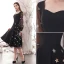 Fashion Black Homecoming Graduation Dresses 2020 A-Line / Princess Star Sequins Square Neckline Long Sleeve Tea-length Formal Dresses