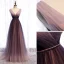Chic / Beautiful Gradient-Color Purple Evening Dresses  2020 A-Line / Princess V-Neck Sash Sleeveless Backless Floor-Length / Long Formal Dresses