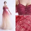 Charmant Rouge Dégradé De Couleur Robe De Soirée 2020 Princesse Bretelles Spaghetti Glitter Étoile Manches Courtes Dos Nu Longue Robe De Ceremonie