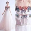 Flower Fairy Ivory Prom Dresses 2020 A-Line / Princess Spaghetti Straps Appliques Sleeveless Backless Sweep Train Formal Dresses