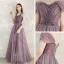 Classy Purple Prom Dresses 2020 A-Line / Princess V-Neck Rhinestone Sequins Sleeveless Backless Floor-Length / Long Formal Dresses