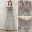 Charmant Gris Glitter Robe De Soirée 2020 Princesse De l'épaule Faux Diamant En Dentelle Fleur Manches Courtes Dos Nu Longue Robe De Ceremonie