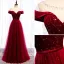 Chic / Belle Bordeaux Robe De Soirée 2020 Princesse Daim Encolure Dégagée Étoile Paillettes Faux Diamant Manches Courtes Dos Nu Longue Robe De Ceremonie