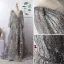 Luxe Gris Fait main Perlage Robe De Soirée 2020 Princesse Col v profond Cristal Faux Diamant En Dentelle Fleur Manches Longues Train De Balayage Robe De Ceremonie