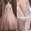 Chic / Belle Rougissant Rose Paillettes Robe De Bal 2021 Robe Boule Col Haut Manches Longues Dos Nu Ceinture Longue Robe De Ceremonie