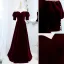 Elegant Suede Burgundy Prom Dresses 2021 A-Line / Princess Off-The-Shoulder Short Sleeve Backless Floor-Length / Long Prom Formal Dresses