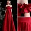 Elegant Burgundy Satin Prom Dresses 2021 A-Line / Princess Scoop Neck Ruffle Short Sleeve Backless Floor-Length / Long Formal Dresses