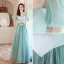 Elegant Mint Green Prom Dresses 2021 A-Line / Princess Square Neckline Puffy Short Sleeve Backless Bow Floor-Length / Long Formal Dresses
