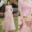 Chic / Belle Rose Bonbon Perle Robe Demoiselle D'honneur 2021 Princesse Manches Courtes Dos Nu Paillettes Longue Robe Pour Mariage