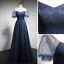 Charmant Bleu Marine Étoile Paillettes Robe De Bal 2021 Princesse V-Cou Manches Courtes Dos Nu Longue Robe De Ceremonie