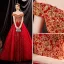 Scintillantes Rouge Glitter Perlage Paillettes Robe De Bal 2021 Princesse De l'épaule Sans Manches Dos Nu Longue Robe De Ceremonie