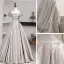 Scintillantes Argenté Glitter Paillettes Satin Robe De Bal 2021 Princesse Encolure Carrée Tachetée Manches Courtes Dos Nu Longue Robe De Ceremonie