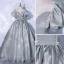 Chic Gris Vert Robe De Bal 2021 Robe Boule Encolure Dégagée Gonflée Manches Courtes Dos Nu Longue Robe De Ceremonie