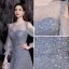 Sparkly Sky Blue Beading Sequins Evening Dresses 2021 A-Line / Princess Scoop Neck 3/4 Sleeve Evening Party Floor-Length / Long Formal Dresses