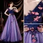 Fée Des Fleurs Bleu Marine Robe De Bal 2021 Princesse V-Cou Appliques En Dentelle Fleur Sans Manches Dos Nu Longue Robe De Ceremonie