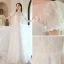 Élégant Blanche Robe De Bal 2021 Princesse Encolure Dégagée Perlage En Dentelle Fleur Manches Courtes Dos Nu Longue Promo Robe De Ceremonie