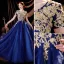 Élégant Bleu Roi Robe De Bal 2021 Princesse Encolure Dégagée Perlage En Dentelle Fleur Manches Courtes Dos Nu Longue Robe De Ceremonie