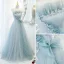 Élégant Bleu Ciel Volants Robe De Bal 2021 Princesse Bretelles Spaghetti Perlage Perle Paillettes Sans Manches Dos Nu Longue Robe De Ceremonie