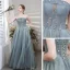 Modest / Simple Sky Blue Beading Prom Dresses 2021 A-Line / Princess Strapless Sleeveless Backless Floor-Length / Long Formal Dresses