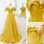 Fashion Yellow Prom Dresses 2021 A-Line / Princess Ruffle Off-The-Shoulder Sleeveless Backless Floor-Length / Long Formal Dresses