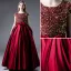 Charming Burgundy Party Dresses Flower Girl Dresses 2021 A-Line / Princess Scoop Neck Satin Short Sleeve Bow Sash Sequins Birthday Floor-Length / Long Flower Girl Dresses