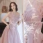 Chic / Beautiful Dusky Pink Glitter Prom Dresses 2021 A-Line / Princess Strapless Beading Sequins Lace Flower Sleeveless Backless Floor-Length / Long Formal Dresses