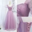 Elegant Lilac Beading Prom Dresses 2021 A-Line / Princess Square Neckline Puffy Short Sleeve Backless Floor-Length / Long Formal Dresses