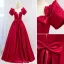 Elegant Burgundy Bow Satin Prom Dresses 2021 A-Line / Princess Square Neckline Short Sleeve Floor-Length / Long Formal Dresses