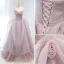 Charming Fashion Dusky Pink Cascading Ruffles Prom Dresses 2021 A-Line / Princess Strapless Sleeveless Backless Floor-Length / Long Prom Formal Dresses