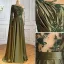 Modern / Fashion Olive Green Evening Dresses  2021 A-Line / Princess Scoop Neck Beading Rhinestone Long Sleeve Evening Party Floor-Length / Long Formal Dresses
