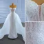 Luxus / Herrlich Weiß Perlenstickerei Strass Brautkleider / Hochzeitskleider 2021 Meerjungfrau Bandeau Ärmellos Rückenfreies Kapelle-Schleppe Hochzeit