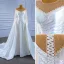 High-end White Beading Pearl Wedding Dresses 2021 Trumpet / Mermaid Scoop Neck Long Sleeve Backless Royal Train Wedding