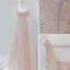Élégant Rougissant Rose Robe De Bal 2021 Princesse Encolure Carrée Perlage Étoile Paillettes Gonflée Manches Courtes Dos Nu Noeud Longue Robe De Ceremonie