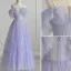 Elegant Lavender Pierced Prom Dresses 2021 A-Line / Princess Spaghetti Straps Short Sleeve Floor-Length / Long Formal Dresses