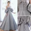 Elegant Sky Blue Satin Prom Dresses 2021 A-Line / Princess Strapless Beading Bow Short Sleeve Backless Floor-Length / Long Formal Dresses