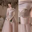 Élégant Rougissant Rose Perlage Paillettes Robe De Bal 2021 Princesse De l'épaule Sans Manches Dos Nu Longue Promo Robe De Ceremonie