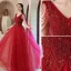 Charming Burgundy Beading Sequins Lace Prom Dresses 2021 A-Line / Princess V-Neck Sleeveless Backless Floor-Length / Long Formal Dresses