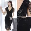 Scintillantes Sexy Noire Robe De Soirée 2021 Trompette / Sirène V-Cou Perlage Paillettes Sans Manches Mi-Longues Robe De Ceremonie