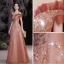 Charmant Watermelon Rouge Robe De Bal 2021 Princesse De l'épaule Perlage Paillettes Manches Courtes Dos Nu Longue Robe De Ceremonie