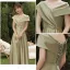 Modest / Simple Olive Green Satin Bridesmaid Dresses 2021 A-Line / Princess Short Sleeve Backless Floor-Length / Long Wedding Party Dresses