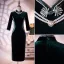 Vintage / Retro Dark Green Velour Embroidered Cheongsam Evening Dresses 2021 Trumpet / Mermaid Suede High Neck 1/2 Sleeves Split Front Tea-length Formal Dresses