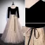 Élégant Noire Robe De Bal 2022 Princesse Encolure Carrée Étoile Paillettes Ceinture Noeud 3/4 Manches Longue Robe De Ceremonie