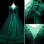 Vintage / Retro Dark Green Satin Prom Dresses 2021 Ball Gown Scoop Neck Beading Sequins Lace Flower Long Sleeve Backless Floor-Length / Long Formal Dresses