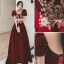 Elegant Burgundy Suede Prom Dresses 2022 A-Line / Princess Square Neckline Lace Flower Puffy Short Sleeve Backless Floor-Length / Long Prom Dresses
