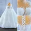 High End Weiß Handgefertigt Perlenstickerei Pailletten Brautkleider / Hochzeitskleider 2022 Ballkleid Stehkragen Lange Ärmel Königliche Schleppe