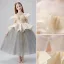Elegant Champagne Sequins Cascading Ruffles Flower Girl Dresses 2022 Ball Gown Scoop Neck Short Sleeve Floor-Length / Long Birthday Flower Girl Dresses